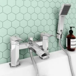 Venice Modern Geometric Bath Shower Mixer Tap + Shower Kit 10 Venice Modern Geometric Bath Shower Mixer Tap + Shower Kit -LuxTaps Store 1251 CR d4 460
