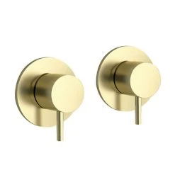 JTP Vos Brushed Brass Wall Mounted Side Valves (Pair)