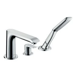Hansgrohe Metris 3-Hole Deck Mounted Single Lever Bath Mixer - 31190000