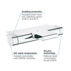 Grohe Grohtherm 2000 Wall Mounted Thermostatic Bath Shower Mixer - 34464001 12 Grohe Grohtherm 2000 Wall Mounted Thermostatic Bath Shower Mixer - 34464001 -LuxTaps Store 34464001 D4 460