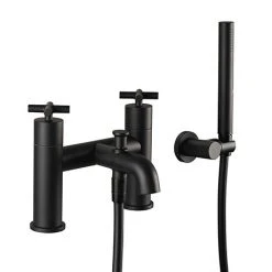 JTP Solex Matt Black Bath Shower Mixer with Shower Kit