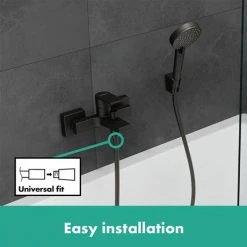 Hansgrohe Vernis Shape Exposed Single Lever Bath Shower Mixer - Matt Black - 71450670 -LuxTaps Store 71450670 ai2 460