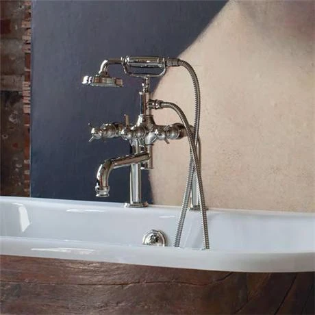 Arcade Deck Mounted Bath Shower Mixer - Nickel - Various Tap Head Options 4 Arcade Deck Mounted Bath Shower Mixer - Nickel - Various Tap Head Options - Image 2