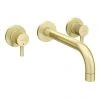 Arezzo Fluted Round Brushed Brass Wall Mounted (3TH) Bath Filler Tap -LuxTaps Store AZ1WTBBF P1