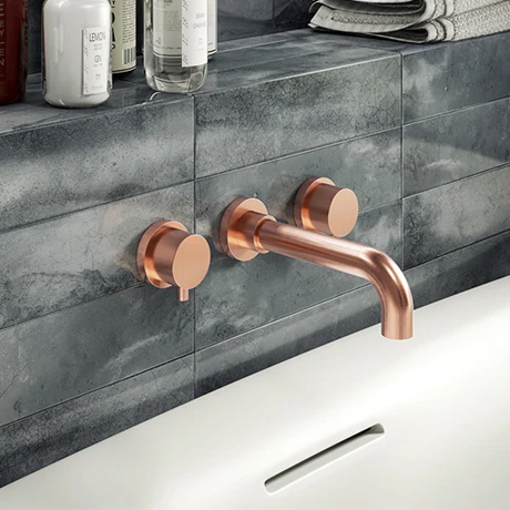 Arezzo Round Rose Gold Wall Mounted (3TH) Bath Filler Tap 3 Arezzo Round Rose Gold Wall Mounted (3TH) Bath Filler Tap