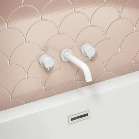 Arezzo Round Matt White Wall Mounted (3TH) Bath Filler Tap 5 Arezzo Round Matt White Wall Mounted (3TH) Bath Filler Tap - Image 3