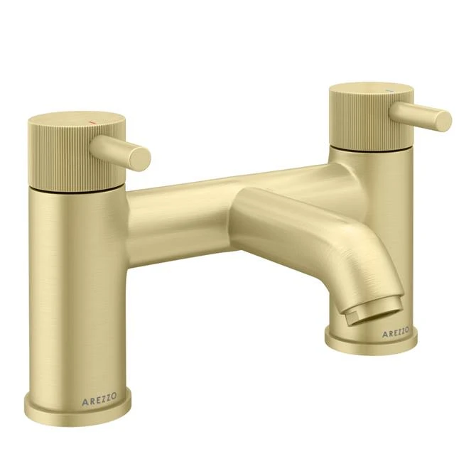 Arezzo Fluted Round Brushed Brass Bath Filler Tap 3 Arezzo Fluted Round Brushed Brass Bath Filler Tap