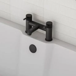 Arezzo Fluted Round Matt Black Bath Filler Tap -LuxTaps Store AZ7TMBF d6 460