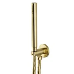 Arezzo Brushed Brass Round Concealed Manual Valve with Bath Spout + Shower Handset -LuxTaps Store AZBBSPK2 d3 460