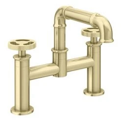 Arezzo Brushed Brass Industrial Style Bath Filler -LuxTaps Store AZISBB03 d2 460
