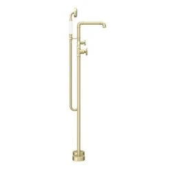 Arezzo Brushed Brass Industrial Style Freestanding Bath Shower Mixer Tap -LuxTaps Store AZISBB05 n d3 460