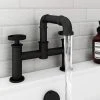 Arezzo Matt Black Industrial Style Bath Filler 1 Arezzo Matt Black Industrial Style Bath Filler -LuxTaps Store AZISBK03 n p