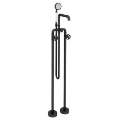 Arezzo Matt Black Industrial Style Freestanding Bath Shower Mixer Tap 10 Arezzo Matt Black Industrial Style Freestanding Bath Shower Mixer Tap -LuxTaps Store AZISBK05 d3 460