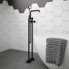 Arezzo Matt Black Industrial Style Freestanding Bath Shower Mixer Tap -LuxTaps Store AZISBK05 n p