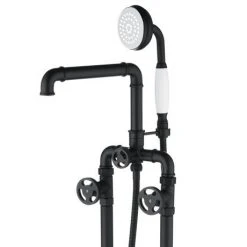 Arezzo Matt Black Industrial Style Freestanding Bath Shower Mixer Tap 13 Arezzo Matt Black Industrial Style Freestanding Bath Shower Mixer Tap -LuxTaps Store AZISBK05 d5n 460