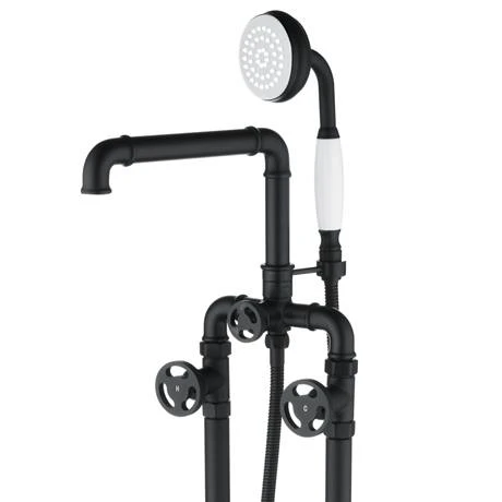 Arezzo Matt Black Industrial Style Freestanding Bath Shower Mixer Tap 8 Arezzo Matt Black Industrial Style Freestanding Bath Shower Mixer Tap - Image 6