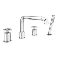 Arezzo Chrome 4TH Industrial Style Deck Mounted Bath Shower Mixer inc. Pull Out Handset 9 Arezzo Chrome 4TH Industrial Style Deck Mounted Bath Shower Mixer inc. Pull Out Handset -LuxTaps Store AZISCH04 d2 460