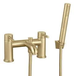 Arezzo Round Brushed Brass Bath Shower Mixer incl. Shower Kit
