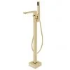 Arezzo Square Brushed Brass Floor Mounted Free-standing Bath Shower Mixer -LuxTaps Store AZSQFSBB l 670