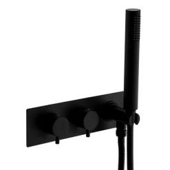 Arezzo Matt Black Round Concealed Thermostatic Shower Valve w. Handset + Freeflow Bath Filler 8 Arezzo Matt Black Round Concealed Thermostatic Shower Valve w. Handset + Freeflow Bath Filler -LuxTaps Store AZSVHMBF d1 460