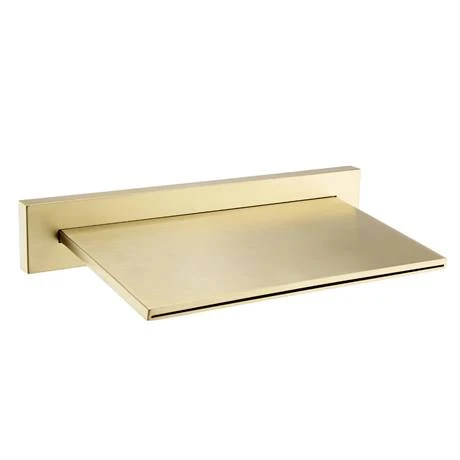 Arezzo Brushed Brass Wall Mounted Slimline Waterfall Bath Filler + Concealed Thermostatic Valve 4 Arezzo Brushed Brass Wall Mounted Slimline Waterfall Bath Filler + Concealed Thermostatic Valve - Image 2