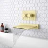 Arezzo Brushed Brass Wall Mounted Slimline Waterfall Bath Filler + Concealed Thermostatic Valve 2 Arezzo Brushed Brass Wall Mounted Slimline Waterfall Bath Filler + Concealed Thermostatic Valve -LuxTaps Store AZWF05BB p