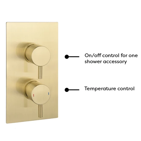 Arezzo Brushed Brass Wall Mounted Slimline Waterfall Bath Filler + Concealed Thermostatic Valve 6 Arezzo Brushed Brass Wall Mounted Slimline Waterfall Bath Filler + Concealed Thermostatic Valve - Image 4