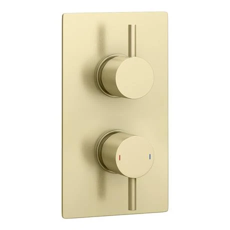 Arezzo Brushed Brass Wall Mounted Slimline Waterfall Bath Filler + Concealed Thermostatic Valve 7 Arezzo Brushed Brass Wall Mounted Slimline Waterfall Bath Filler + Concealed Thermostatic Valve - Image 5