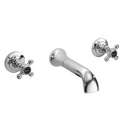 Bayswater Black Crosshead 3 Tap Hole Wall Mounted Bath Filler