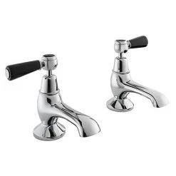 Bayswater Black Lever Domed Collar Traditional Bath Taps