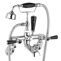 Bayswater Black Lever Domed Collar Wall Mounted Bath Shower Mixer