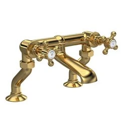Hudson Reed Brushed Brass Topaz Crosshead Deck Mounted Bath Filler - BC803HX