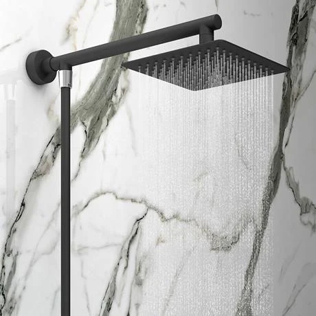 Toreno Modern Black Chrome Bath Shower Mixer Tap incl. Overhead Rainfall Shower Head 4 Toreno Modern Black Chrome Bath Shower Mixer Tap incl. Overhead Rainfall Shower Head - Image 2