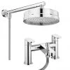 Bosa Modern Bath Shower Mixer incl. Overhead Rainfall Shower Head 2 Bosa Modern Bath Shower Mixer incl. Overhead Rainfall Shower Head -LuxTaps Store BS2OH p