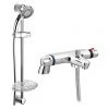 Modern Thermostatic Bath Shower Mixer Tap + Slider Shower Rail Kit 2 Modern Thermostatic Bath Shower Mixer Tap + Slider Shower Rail Kit -LuxTaps Store BSMSK03 P
