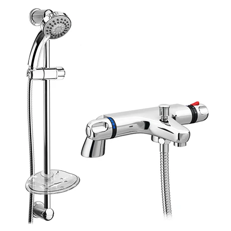 Modern Thermostatic Bath Shower Mixer Tap + Slider Shower Rail Kit 3 Modern Thermostatic Bath Shower Mixer Tap + Slider Shower Rail Kit