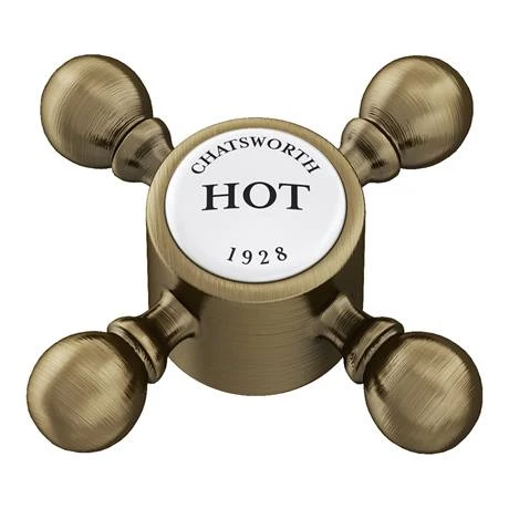 Chatsworth 1928 Antique Brass Crosshead Bath Shower Mixer Tap with Shower Kit 6 Chatsworth 1928 Antique Brass Crosshead Bath Shower Mixer Tap with Shower Kit - Image 4