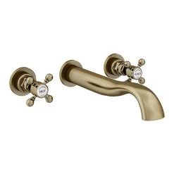 Chatsworth 1928 Antique Brass Wall Mounted Crosshead Bath Filler Tap