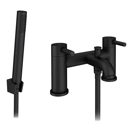 Arezzo Round Matt Black Bath Shower Mixer Tap incl. Shower Kit 3 Arezzo Round Matt Black Bath Shower Mixer Tap incl. Shower Kit
