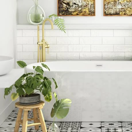 Arezzo Brushed Brass Freestanding Bath Tap with Shower Mixer 5 Arezzo Brushed Brass Freestanding Bath Tap with Shower Mixer - Image 3