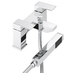 Cast Bath Shower Mixer Tap with Shower Kit - Chrome