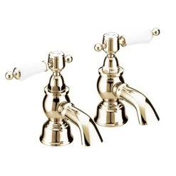 Heritage - Glastonbury Bath Pillar Taps - Vintage Gold - TGRG01