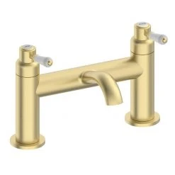Lancaster Traditional Brushed Brass Lever Bath Filler Tap