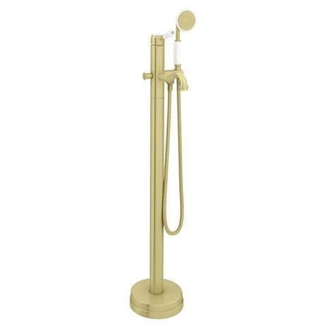Lancaster Traditional Brushed Brass Single Lever Freestanding Bath Shower Mixer 5 Lancaster Traditional Brushed Brass Single Lever Freestanding Bath Shower Mixer - Image 3