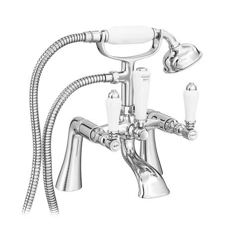 Lancaster Traditional Bath Shower Mixer with Slider Rail Kit - Chrome 4 Lancaster Traditional Bath Shower Mixer with Slider Rail Kit - Chrome - Image 2