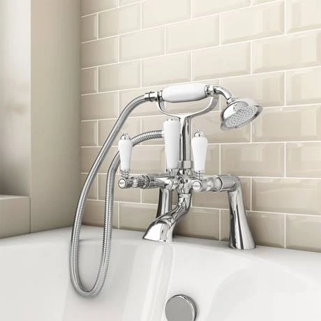Lancaster Traditional Bath Shower Mixer with Slider Rail Kit - Chrome 5 Lancaster Traditional Bath Shower Mixer with Slider Rail Kit - Chrome - Image 3