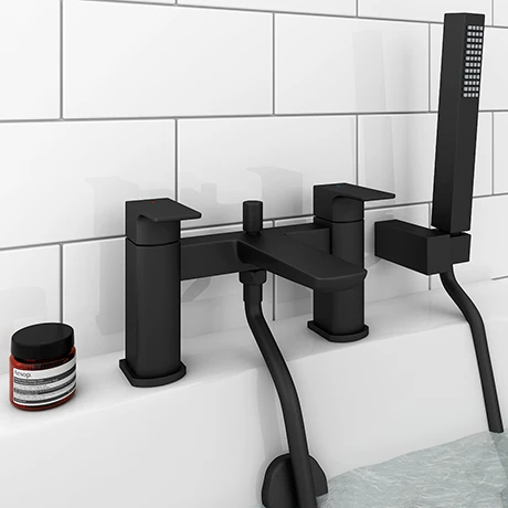Mileto Matt Black Bath Shower Mixer Tap incl. Shower Kit 3 Mileto Matt Black Bath Shower Mixer Tap incl. Shower Kit