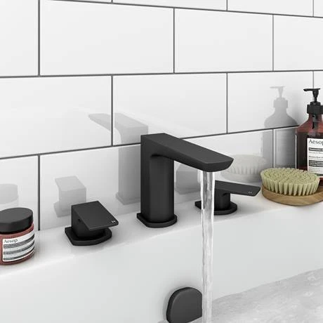 Mileto Matt Black Deck Mounted (3TH) Bath Filler Tap 4 Mileto Matt Black Deck Mounted (3TH) Bath Filler Tap - Image 2