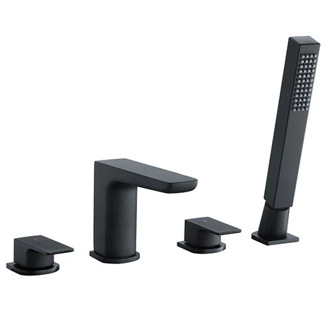 Mileto Matt Black Deck Mounted (4TH) Bath Shower Mixer Tap incl. Shower Kit 3 Mileto Matt Black Deck Mounted (4TH) Bath Shower Mixer Tap incl. Shower Kit