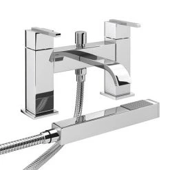Milan Modern Bath Shower Mixer with Shower Kit - Chrome